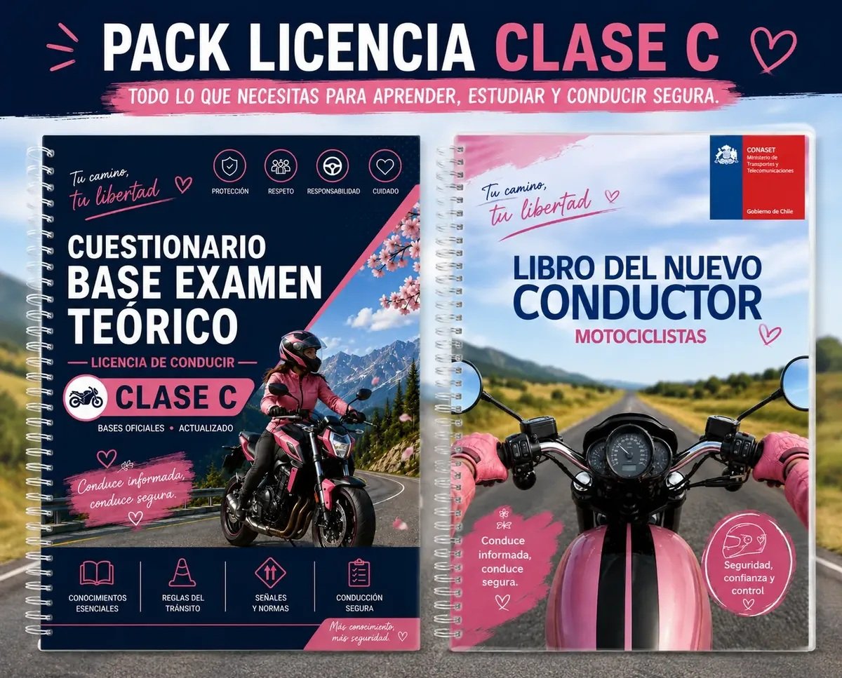 Libro Conducción Clase C + Cuestionario Tapa Rosada